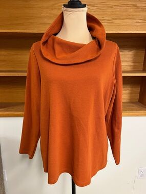Cowl Neck Sweater in Burnt Orange